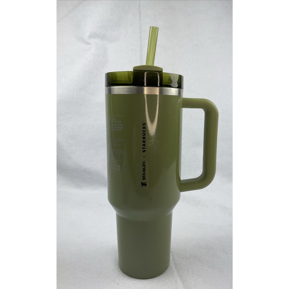 Stanley Starbucks Olive Green Pearl 40oz Tumbler Glitter Fall Release 2024 *New*